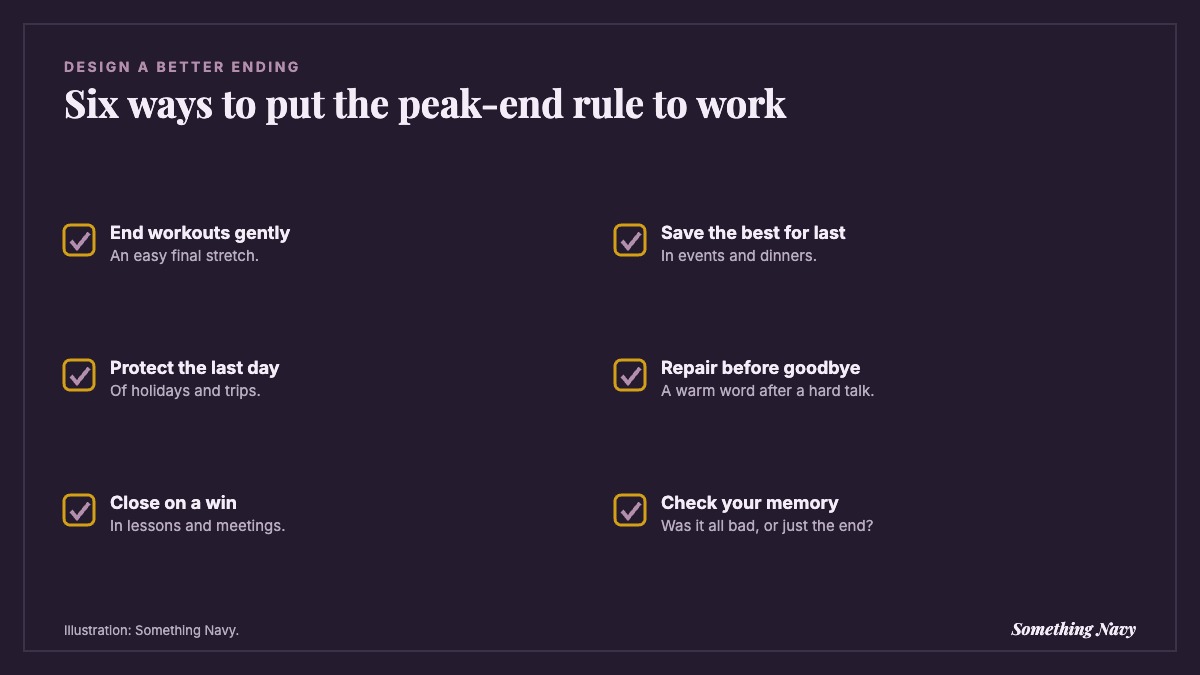 Checklist: six ways to use the peak-end rule in everyday life
